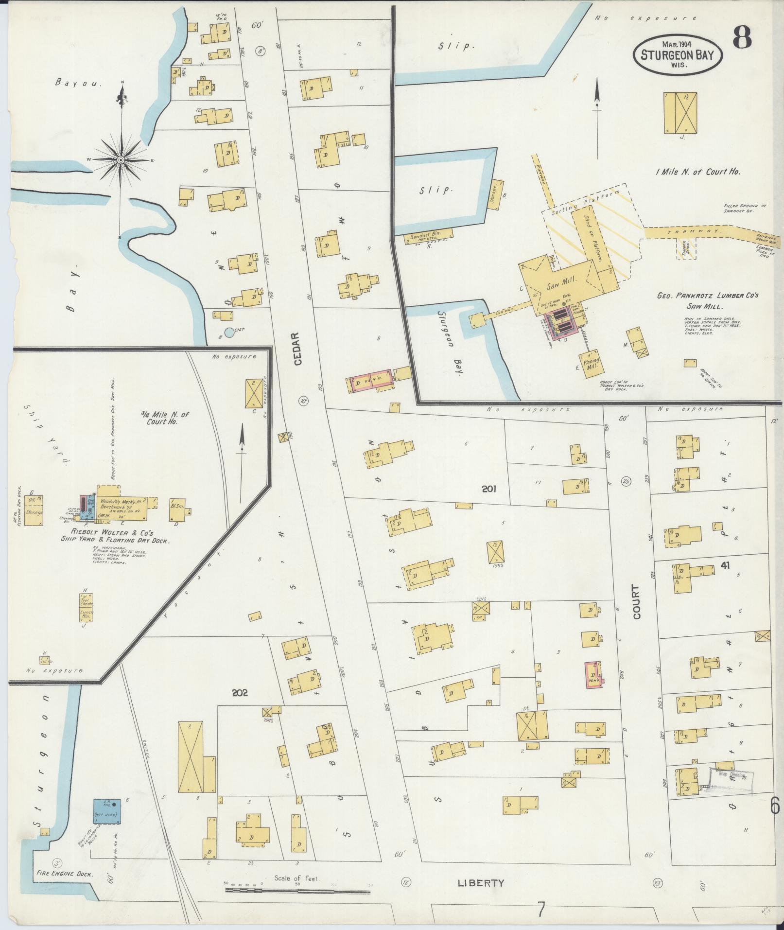 Sanborn Fire Insurance Map from Sturgeon Bay, Door County, Wisconsin (1904), Sheet #0008 - Complete Map Set gallery image, historic Sanborn map, vintage wall art, Wisconsin Wisconsin