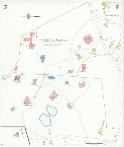 Sanborn Fire Insurance Map from Northfield, Franklin County, Massachusetts (1933), Sheet #0005 - Historic Sanborn Fire Insurance Map Print, vintage old map wall art, antique decor, genealogy gift, Massachusetts Massachusetts map
