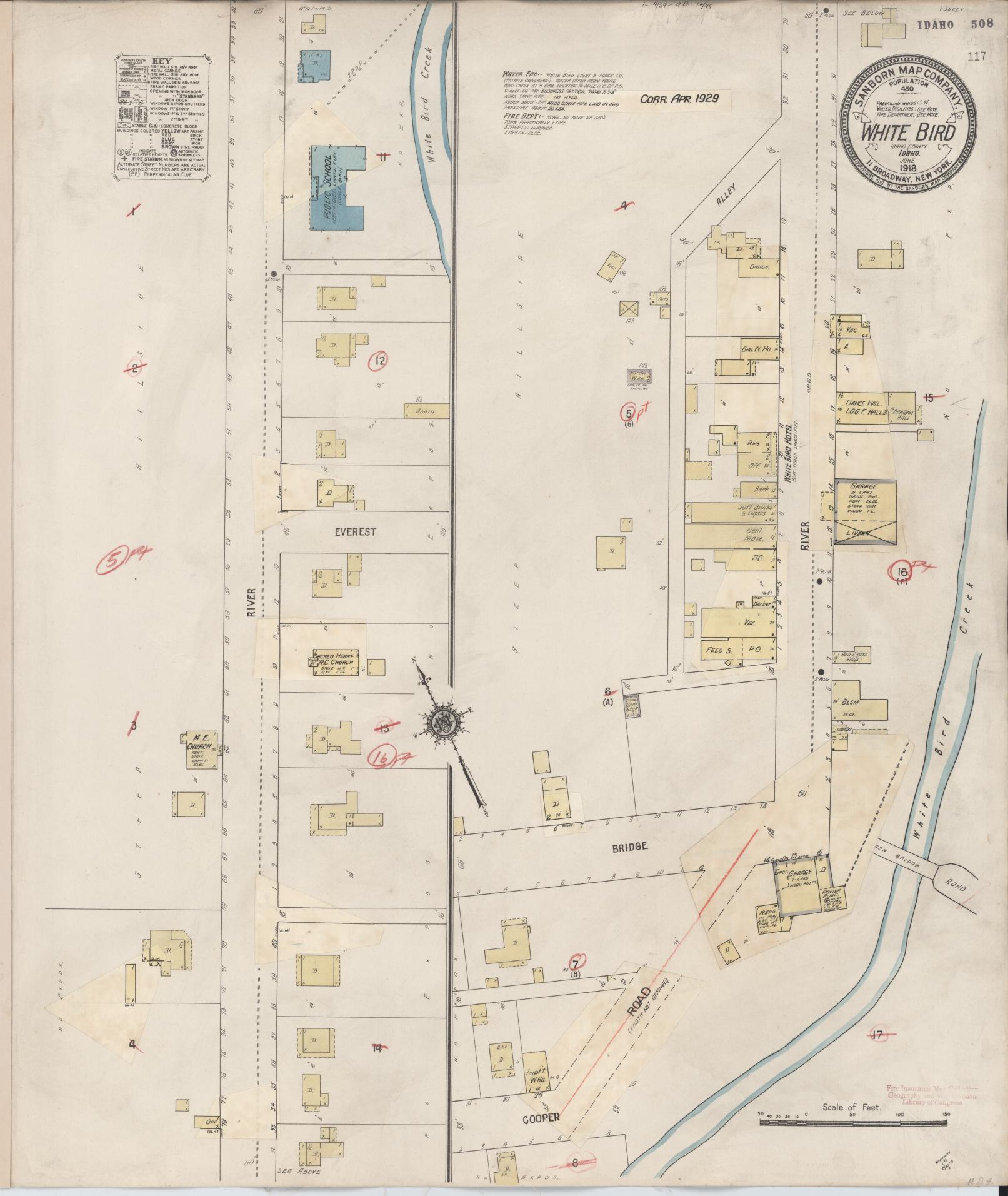 Sanborn Fire Insurance Map from White Bird, Idaho County, Idaho (1929), Sheet #0001 - Historic Sanborn Fire Insurance Map Print, vintage old map wall art, antique decor, genealogy gift, White Bird Idaho map