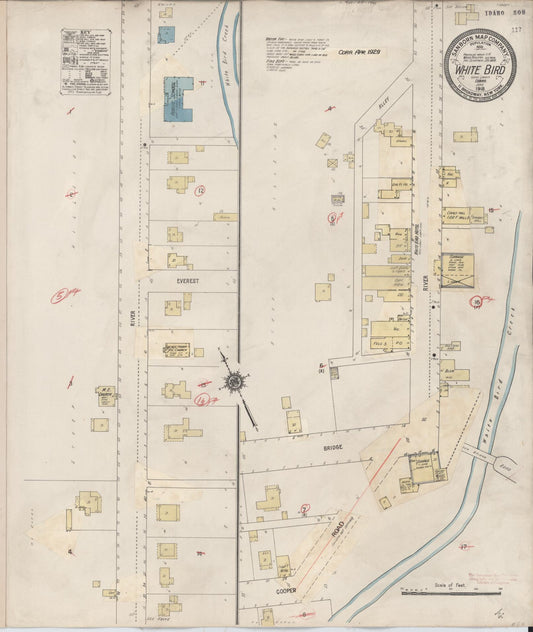 Sanborn Fire Insurance Map from White Bird, Idaho County, Idaho (1929), Sheet #0001 - Historic Sanborn Fire Insurance Map Print, vintage old map wall art, antique decor, genealogy gift, White Bird Idaho map