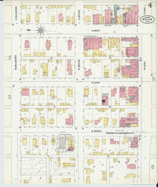 Sanborn Fire Insurance Map from Bryan, Williams County, Ohio (1899), Sheet #0004 - Historic Sanborn Fire Insurance Map Print, vintage old map wall art, antique decor, genealogy gift, Ohio Ohio map