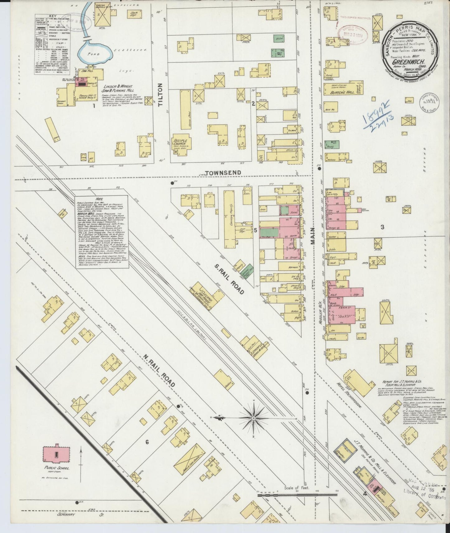 Sanborn Fire Insurance Map from Greenwich, Huron County, Ohio (1899), Sheet #0001 - Historic Sanborn Fire Insurance Map Print, vintage old map wall art, antique decor, genealogy gift, Ohio Ohio map