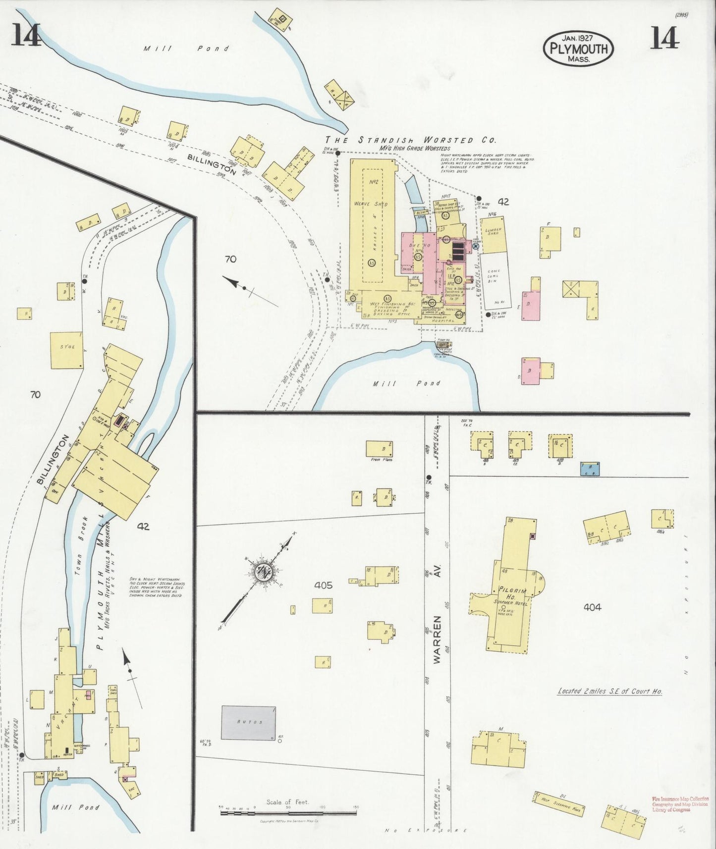 Sanborn Fire Insurance Map from Plymouth, Plymouth County, Massachusetts (1927), Sheet #0014 - Complete Map Set gallery image, historic Sanborn map, vintage wall art, Massachusetts Massachusetts