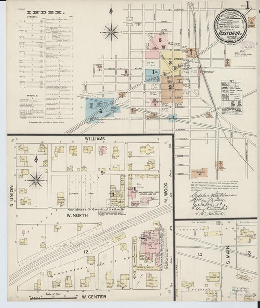 Sanborn Fire Insurance Map from Fostoria, Seneca, Hancock, And Wood Counties, Ohio (1887), Sheet #0001 - Historic Sanborn Fire Insurance Map Print, vintage old map wall art, antique decor, genealogy gift, Ohio Ohio map