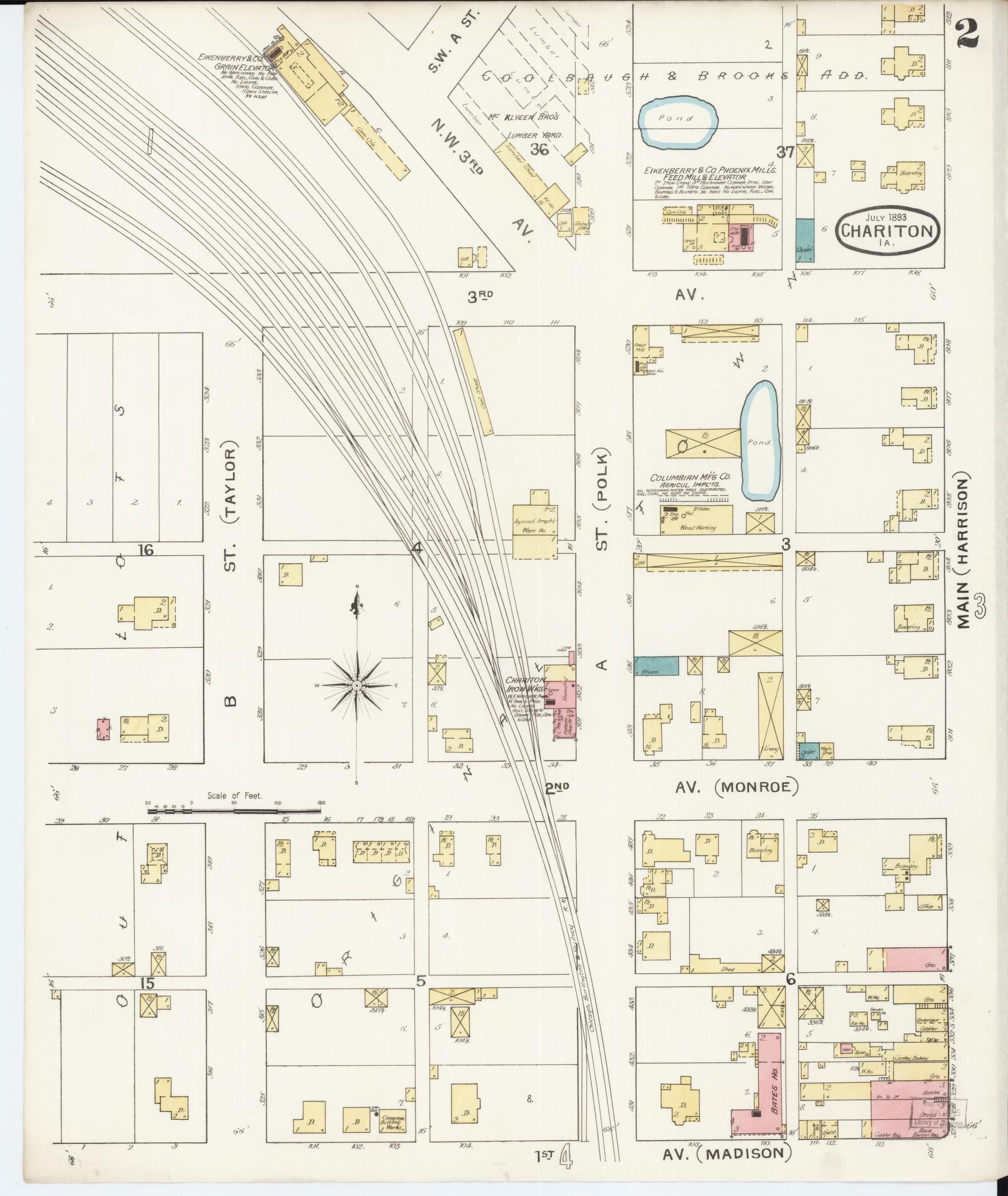 Sanborn Fire Insurance Map from Chariton, Lucas County, Iowa (1893), Sheet #0002 - Historic Sanborn Fire Insurance Map Print