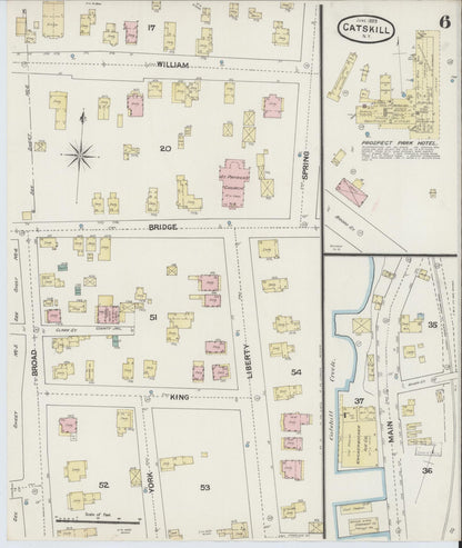 Sanborn Fire Insurance Map from Catskill, Greene County, New York (1889), Sheet #0006 - Historic Sanborn Fire Insurance Map Print, vintage old map wall art, antique decor, genealogy gift, New York New York map