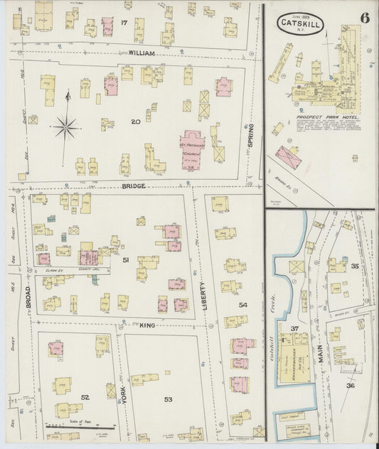 Sanborn Fire Insurance Map from Catskill, Greene County, New York (1889), Sheet #0006 - Historic Sanborn Fire Insurance Map Print, vintage old map wall art, antique decor, genealogy gift, New York New York map