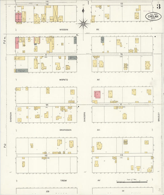 Sanborn Fire Insurance Map from Chelan, Chelan County, Washington (1909), Sheet #0003 - Historic Sanborn Fire Insurance Map Print, vintage old map wall art, antique decor, genealogy gift, Washington Washington map