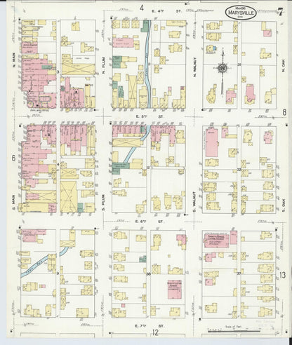 Sanborn Fire Insurance Map from Marysville, Union County, Ohio (1910), Sheet #0007 - Historic Sanborn Fire Insurance Map Print, vintage old map wall art, antique decor, genealogy gift, Ohio Ohio map