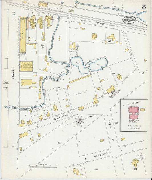 Sanborn Fire Insurance Map from Ardmore, Carter County, Oklahoma (1902), Sheet #0008 - Historic Sanborn Fire Insurance Map Print, vintage old map wall art, antique decor, genealogy gift, Oklahoma Oklahoma map