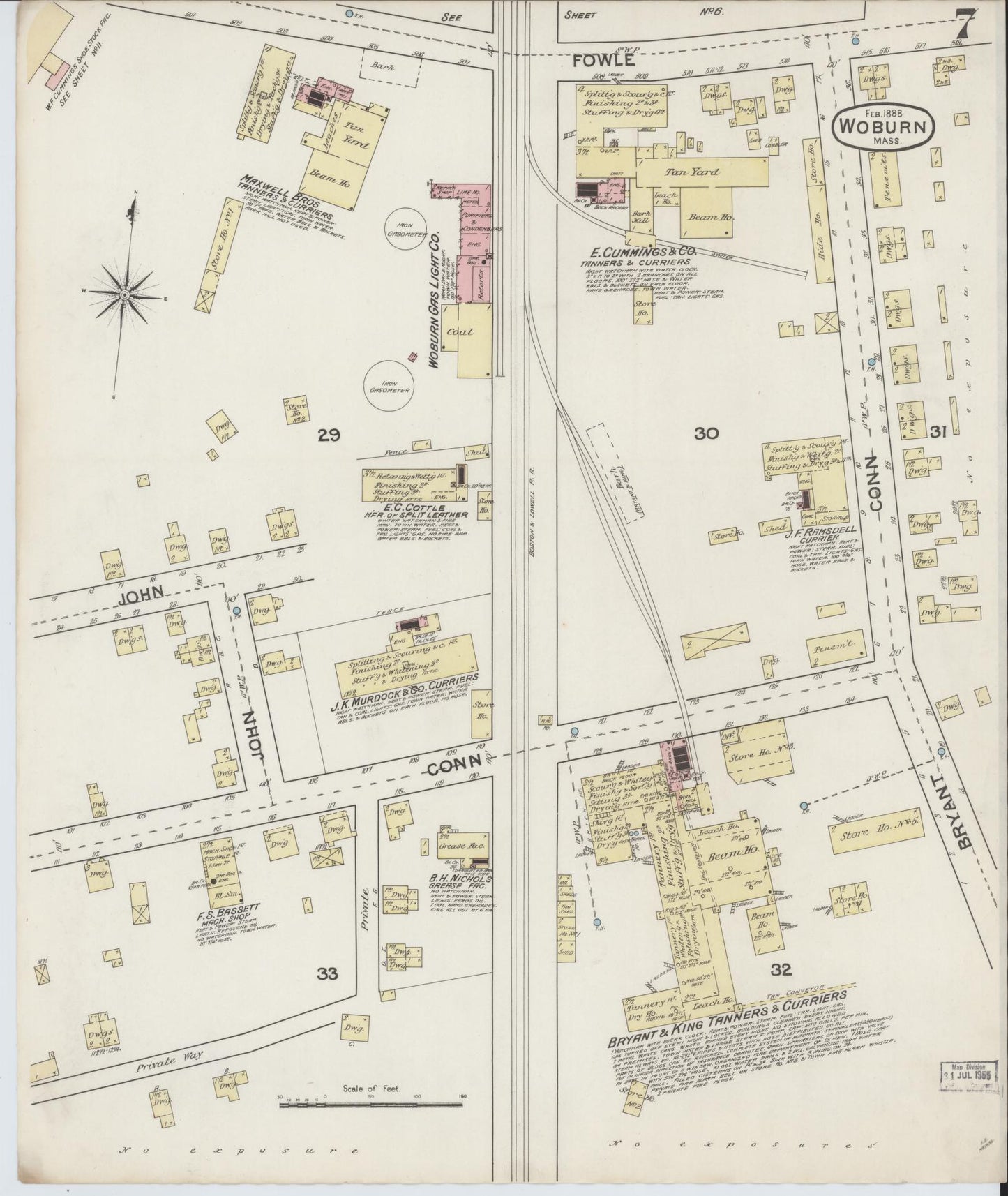 Sanborn Fire Insurance Map from Woburn, Middlesex County, Massachusetts (1888), Sheet #0007 - Complete Map Set gallery image, historic Sanborn map, vintage wall art, Massachusetts Massachusetts