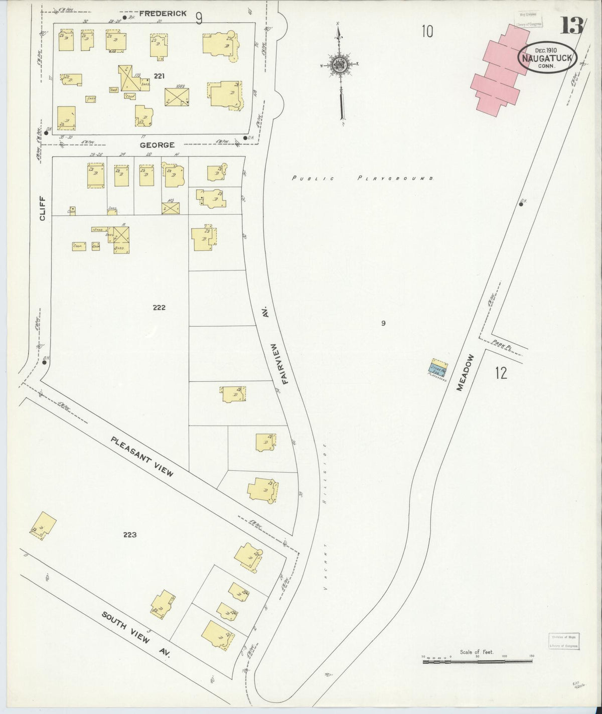 Sanborn Fire Insurance Map from Naugatuck, New Haven County, Connecticut (1910), Sheet #0013 - Complete Map Set gallery image, historic Sanborn map, vintage wall art, Connecticut Connecticut