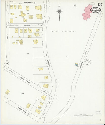 Sanborn Fire Insurance Map from Naugatuck, New Haven County, Connecticut (1910), Sheet #0013 - Complete Map Set gallery image, historic Sanborn map, vintage wall art, Connecticut Connecticut