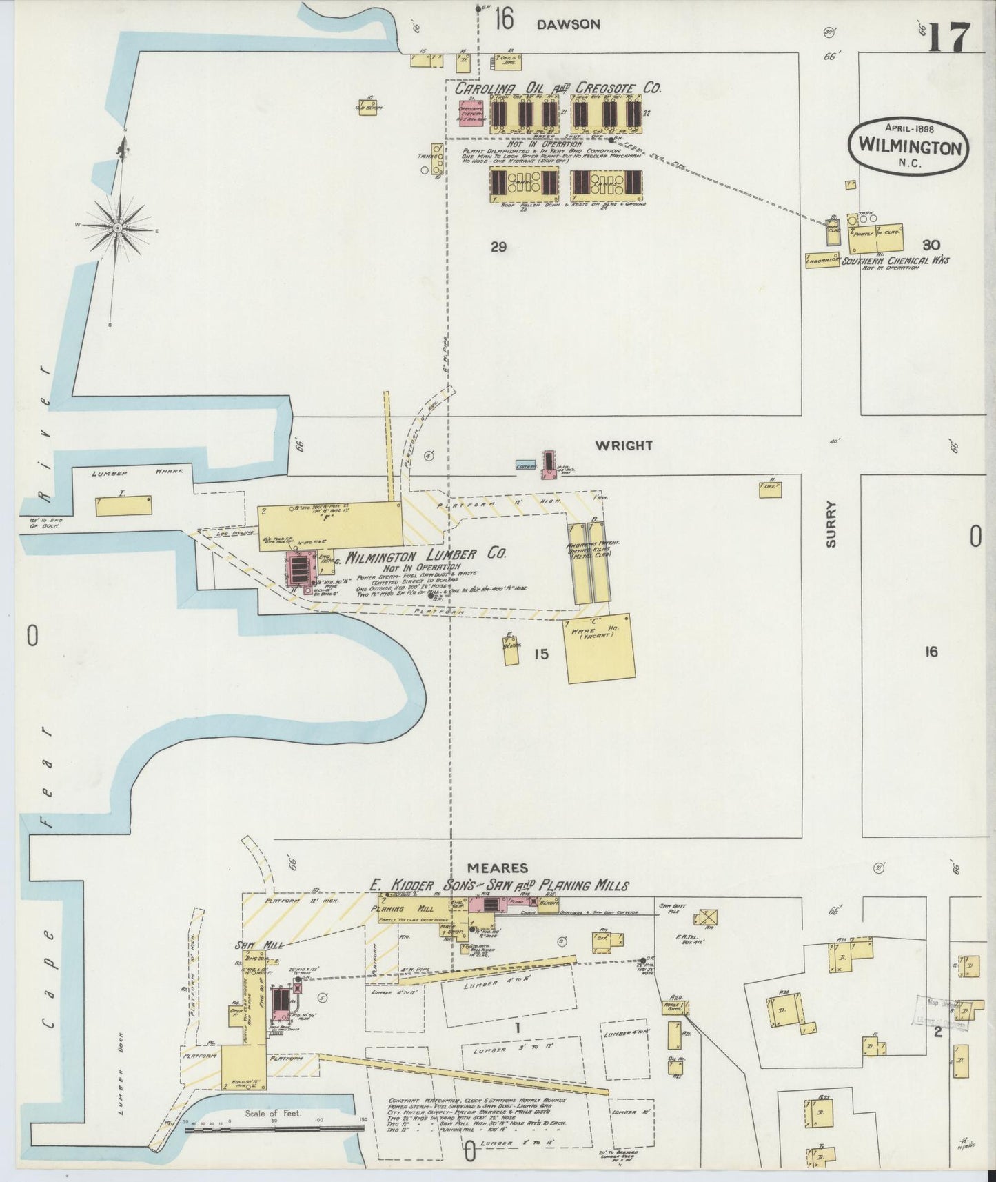 Sanborn Fire Insurance Map from Wilmington, New Hanover County, North Carolina (1898), Sheet #0017 - Complete Map Set gallery image, historic Sanborn map, vintage wall art, North Carolina North Carolina