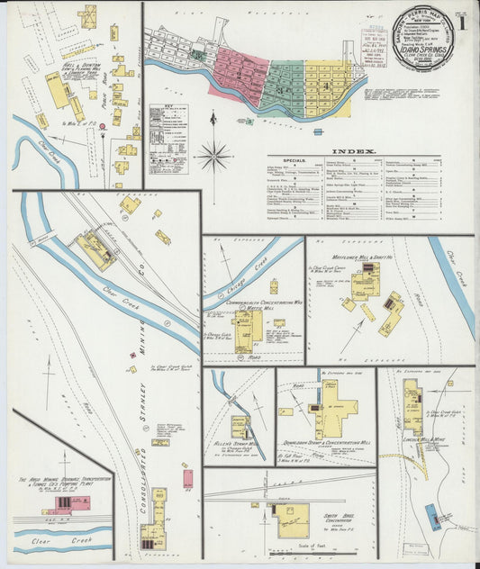 Sanborn Fire Insurance Map from Idaho Springs, Clear Creek County, Colorado (1900), Sheet #0001 - Historic Sanborn Fire Insurance Map Print, vintage old map wall art, antique decor, genealogy gift, Colorado Colorado map