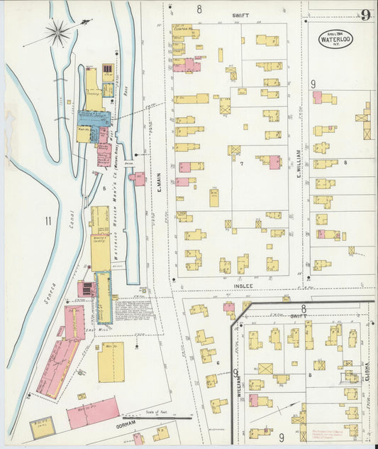 Sanborn Fire Insurance Map from Waterloo, Seneca County, New York (1904), Sheet #0009 - Historic Sanborn Fire Insurance Map Print, vintage old map wall art, antique decor, genealogy gift, New York New York map