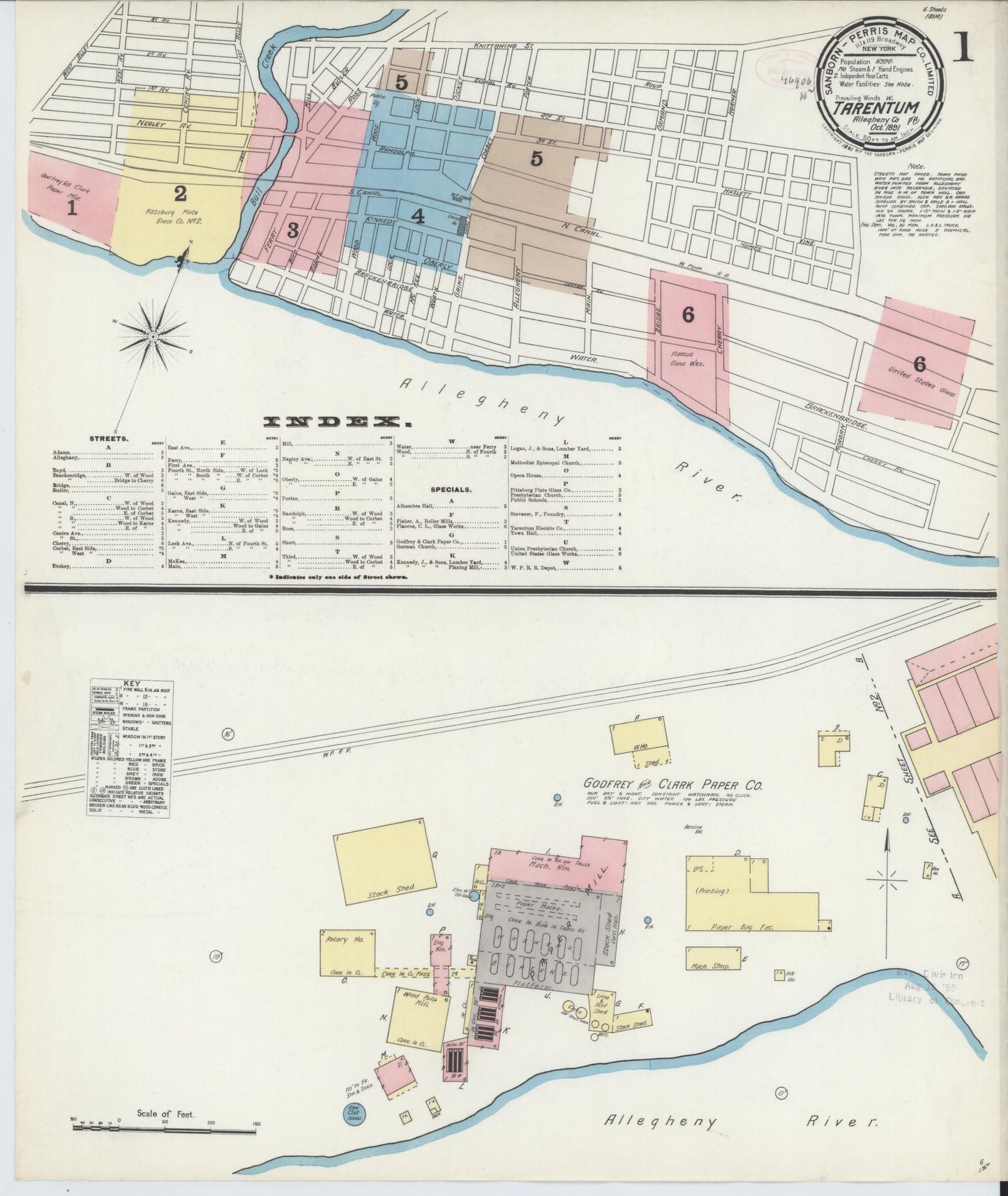 Sanborn Fire Insurance Map from Tarentum, Allegheny County, Pennsylvania (1891), Sheet #0001 - Complete Map Set gallery image, historic Sanborn map, vintage wall art, Pennsylvania Pennsylvania