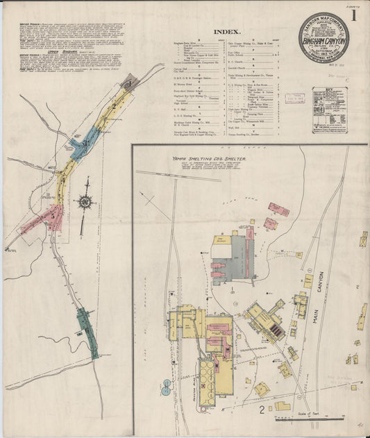 Sanborn Fire Insurance Map from Bingham Canyon, Salt Lake County, Utah (1913), Sheet #0001 - Complete Map Set gallery image, historic Sanborn map, vintage wall art, Utah Utah