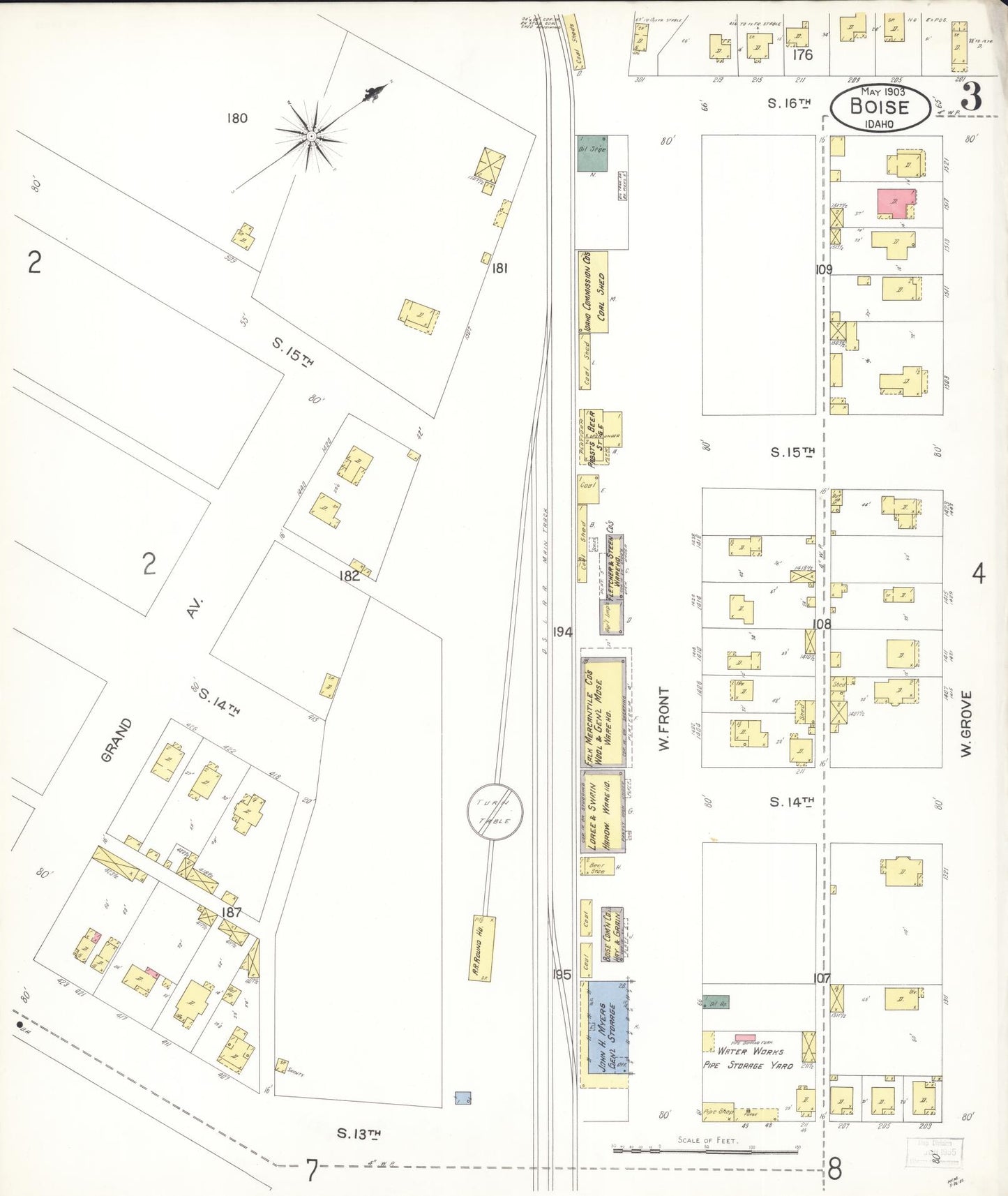 Sanborn Fire Insurance Map from Boise, Ada County, Idaho (1903), Sheet #0003 - Complete Map Set gallery image, historic Sanborn map, vintage wall art, Idaho Idaho
