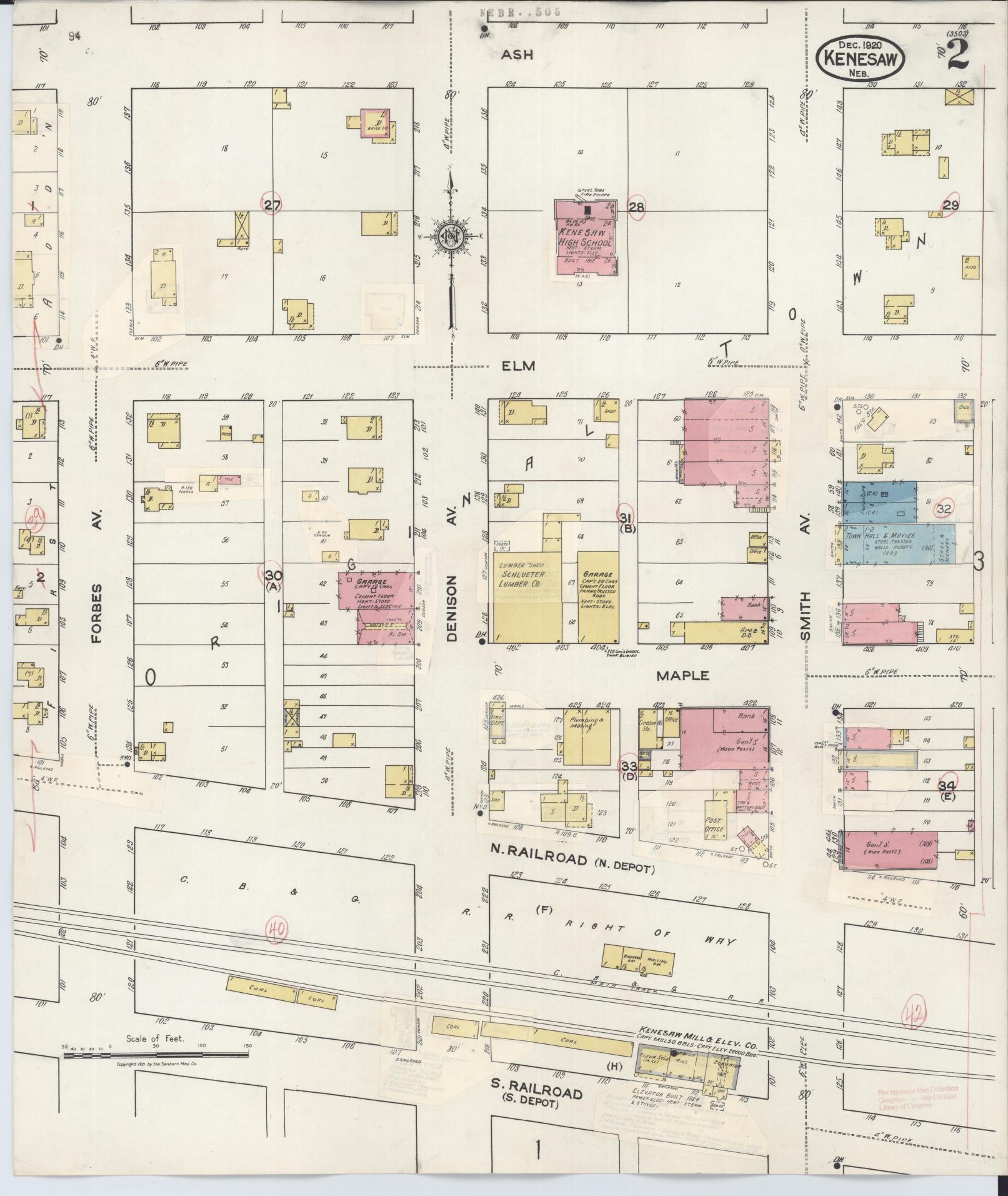 Sanborn Fire Insurance Map from Kenesaw, Adams County, Nebraska (1937), Sheet #0002 - Historic Sanborn Fire Insurance Map Print, vintage old map wall art, antique decor, genealogy gift, Nebraska Nebraska map