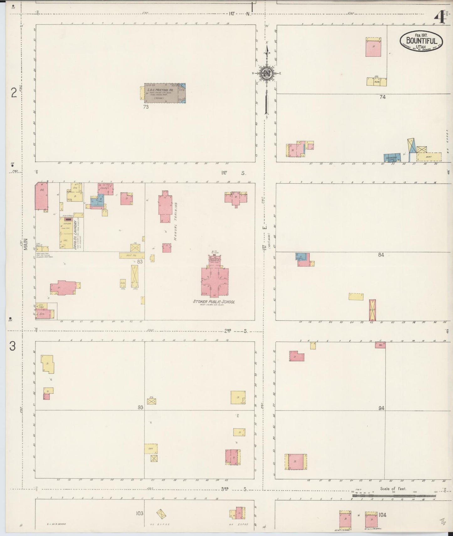 Sanborn Fire Insurance Map from Bountiful, Davis County, Utah (1917), Sheet #0004 - Complete Map Set gallery image, historic Sanborn map, vintage wall art, Utah Utah