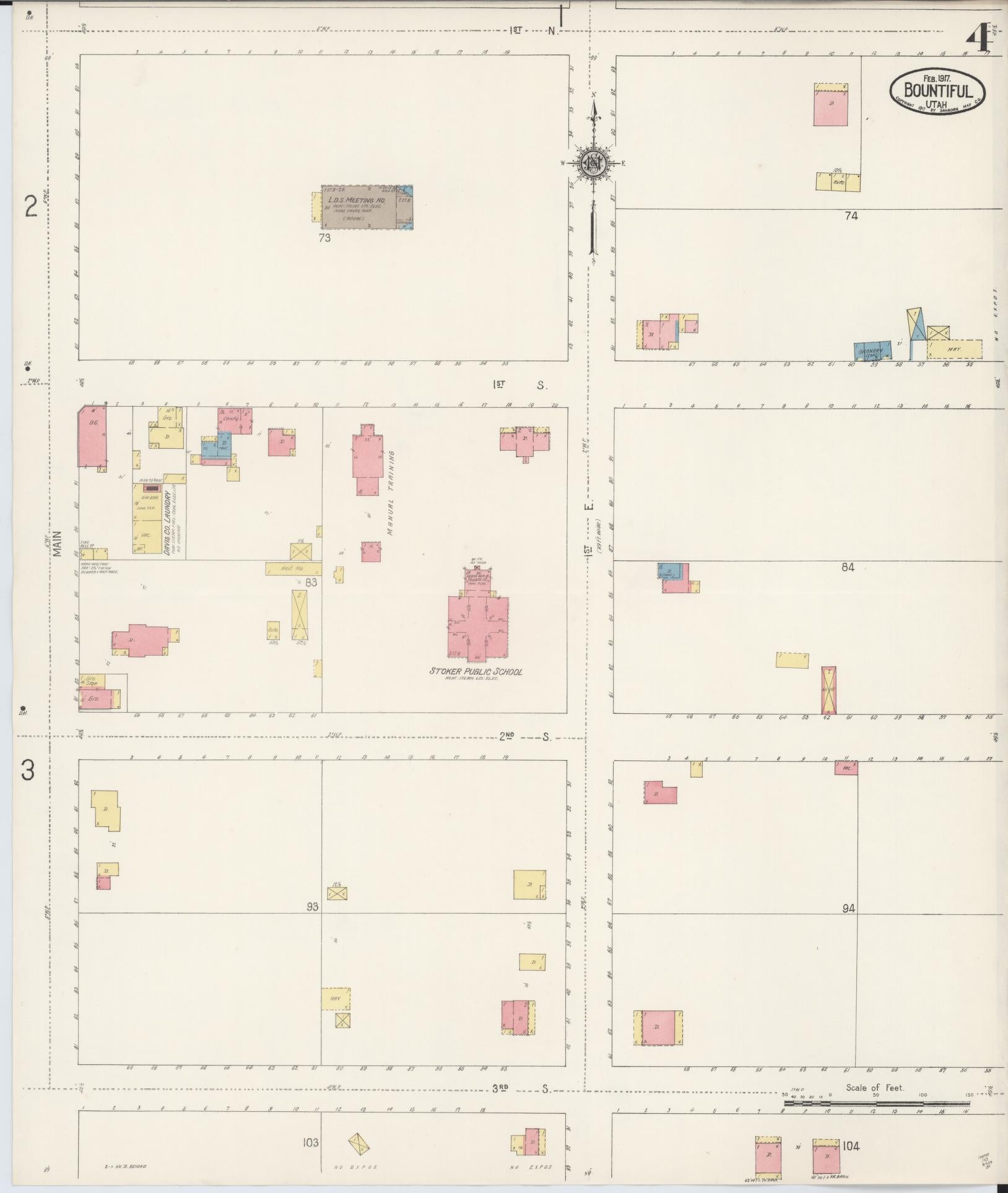 Sanborn Fire Insurance Map from Bountiful, Davis County, Utah (1917), Sheet #0004 - Complete Map Set gallery image, historic Sanborn map, vintage wall art, Utah Utah