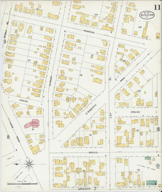 Sanborn Fire Insurance Map from Dunkirk, Chautauqua County, New York (1904), Sheet #0011 - Historic Sanborn Fire Insurance Map Print, vintage old map wall art, antique decor, genealogy gift, New York New York map