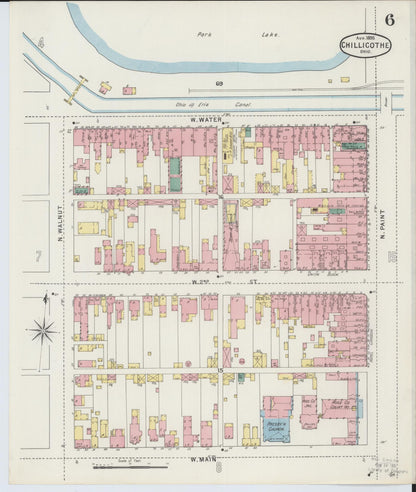 Sanborn Fire Insurance Map from Chillicothe, Ross County, Ohio (1895), Sheet #0006 - Historic Sanborn Fire Insurance Map Print, vintage old map wall art, antique decor, genealogy gift, Ohio Ohio map