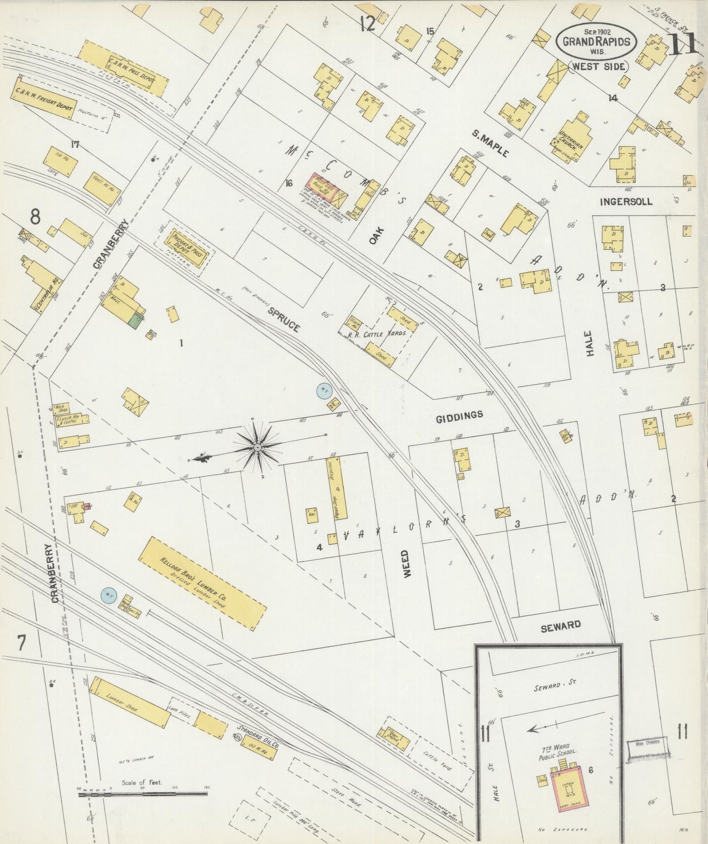 Sanborn Fire Insurance Map from Grand Rapids, Wood County, Wisconsin (1902), Sheet #0011 - Complete Map Set gallery image, historic Sanborn map, vintage wall art, Wisconsin Wisconsin