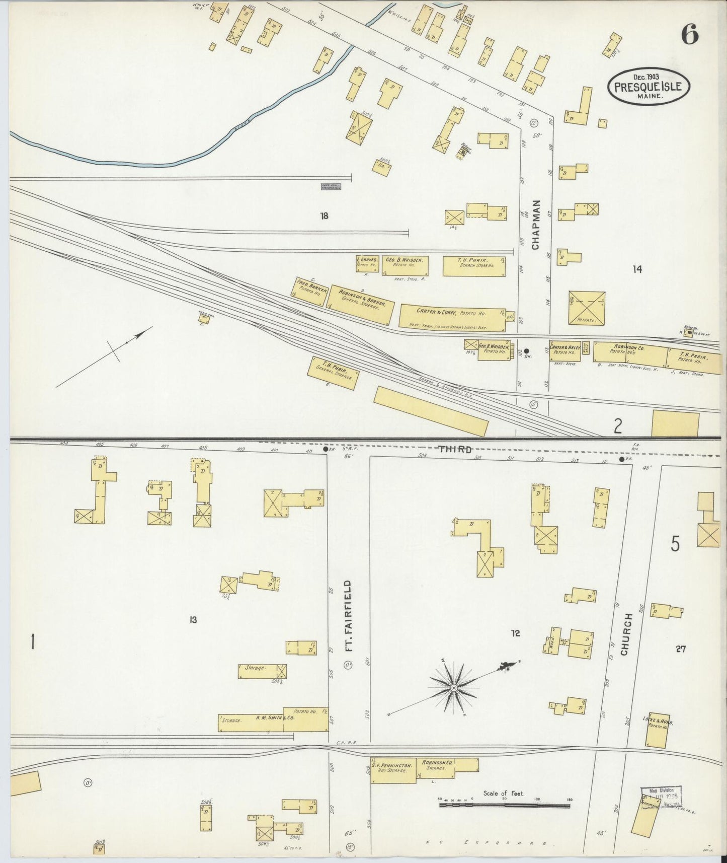 Sanborn Fire Insurance Map from Presque Isle, Aroostook County, Maine (1903), Sheet #0006 - Complete Map Set gallery image, historic Sanborn map, vintage wall art, Maine Maine