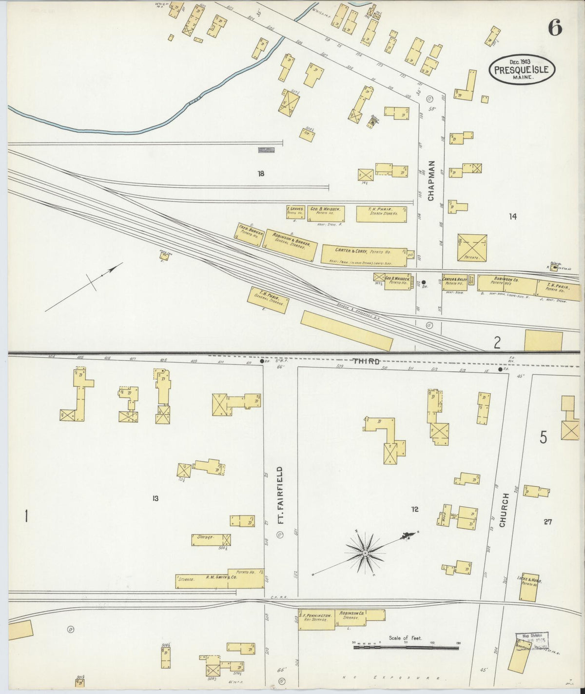 Sanborn Fire Insurance Map from Presque Isle, Aroostook County, Maine (1903), Sheet #0006 - Complete Map Set gallery image, historic Sanborn map, vintage wall art, Maine Maine