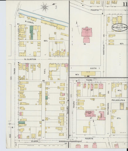 Sanborn Fire Insurance Map from Middletown, Butler County, Ohio (1895), Sheet #0011 - Complete Map Set gallery image, historic Sanborn map, vintage wall art, Ohio Ohio