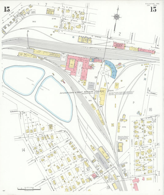 Sanborn Fire Insurance Map from Palestine, Anderson County, Texas (1935), Sheet #0015 - Historic Sanborn Fire Insurance Map Print, vintage old map wall art, antique decor, genealogy gift, Texas Texas map