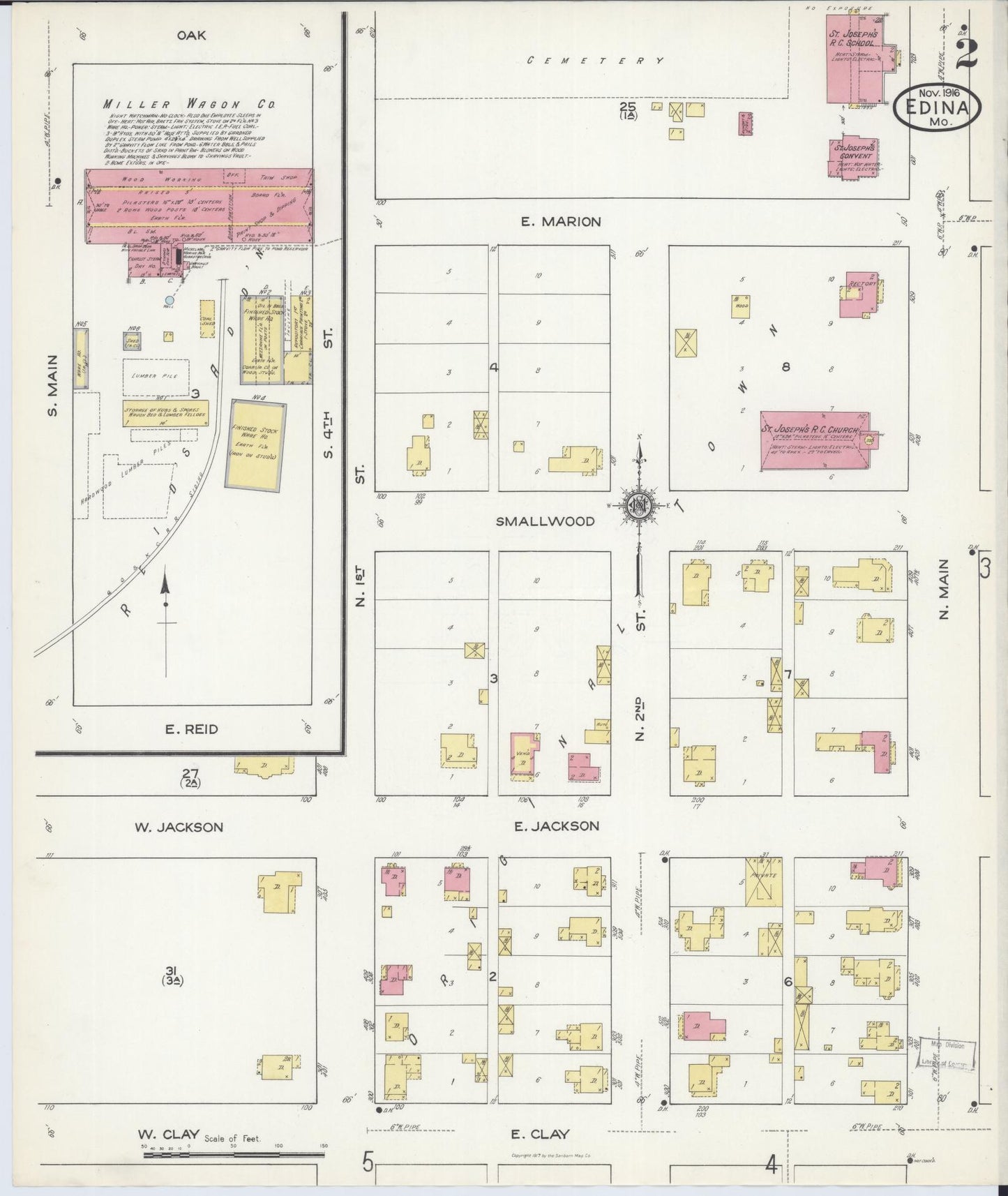 Sanborn Fire Insurance Map from Edina, Knox County, Missouri (1916), Sheet #0002 - Complete Map Set gallery image, historic Sanborn map, vintage wall art, Missouri Missouri