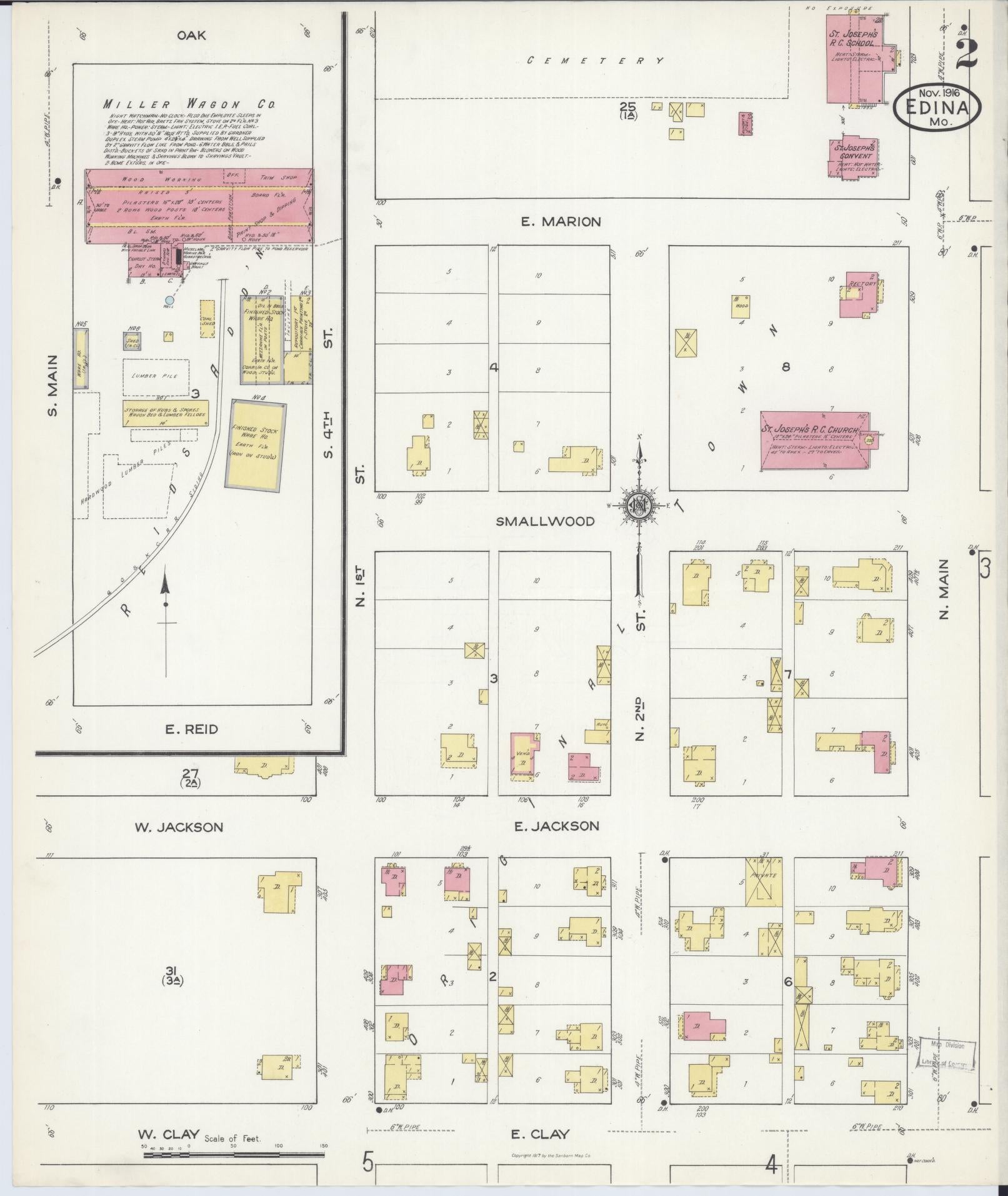 Sanborn Fire Insurance Map from Edina, Knox County, Missouri (1916), Sheet #0002 - Complete Map Set gallery image, historic Sanborn map, vintage wall art, Missouri Missouri