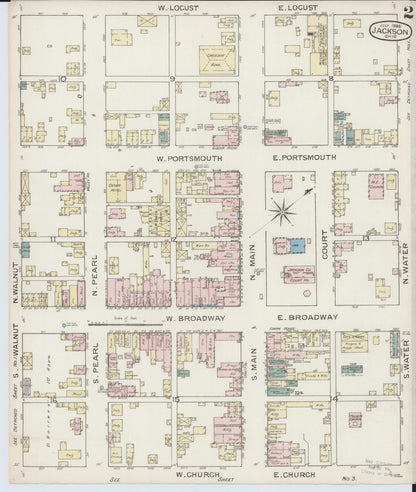 Sanborn Fire Insurance Map from Jackson, Jackson County, Ohio (1886), Sheet #0002 - Historic Sanborn Fire Insurance Map Print, vintage old map wall art, antique decor, genealogy gift, Ohio Ohio map