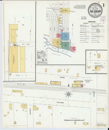 Sanborn Fire Insurance Map from Oak Harbor, Ottawa County, Ohio (1904), Sheet #0001 - Historic Sanborn Fire Insurance Map Print, vintage old map wall art, antique decor, genealogy gift, Ohio Ohio map