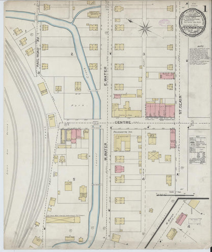 Sanborn Fire Insurance Map from Pocahontas, Tazewell County, Virginia (1893), Sheet #0001 - Complete Map Set gallery image, historic Sanborn map, vintage wall art, Virginia Virginia