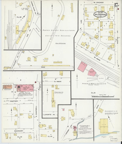 Sanborn Fire Insurance Map from Valparaiso, Porter County, Indiana (1910), Sheet #0017 - Complete Map Set gallery image, historic Sanborn map, vintage wall art, Indiana Indiana