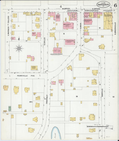 Sanborn Fire Insurance Map from Harrodsburg, Mercer County, Kentucky (1901), Sheet #0006 - Complete Map Set gallery image, historic Sanborn map, vintage wall art, Kentucky Kentucky