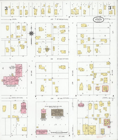 Sanborn Fire Insurance Map from Aitkin, Aitkin County, Minnesota (1929), Sheet #0003 - Historic Sanborn Fire Insurance Map Print, vintage old map wall art, antique decor, genealogy gift, Minnesota Minnesota map