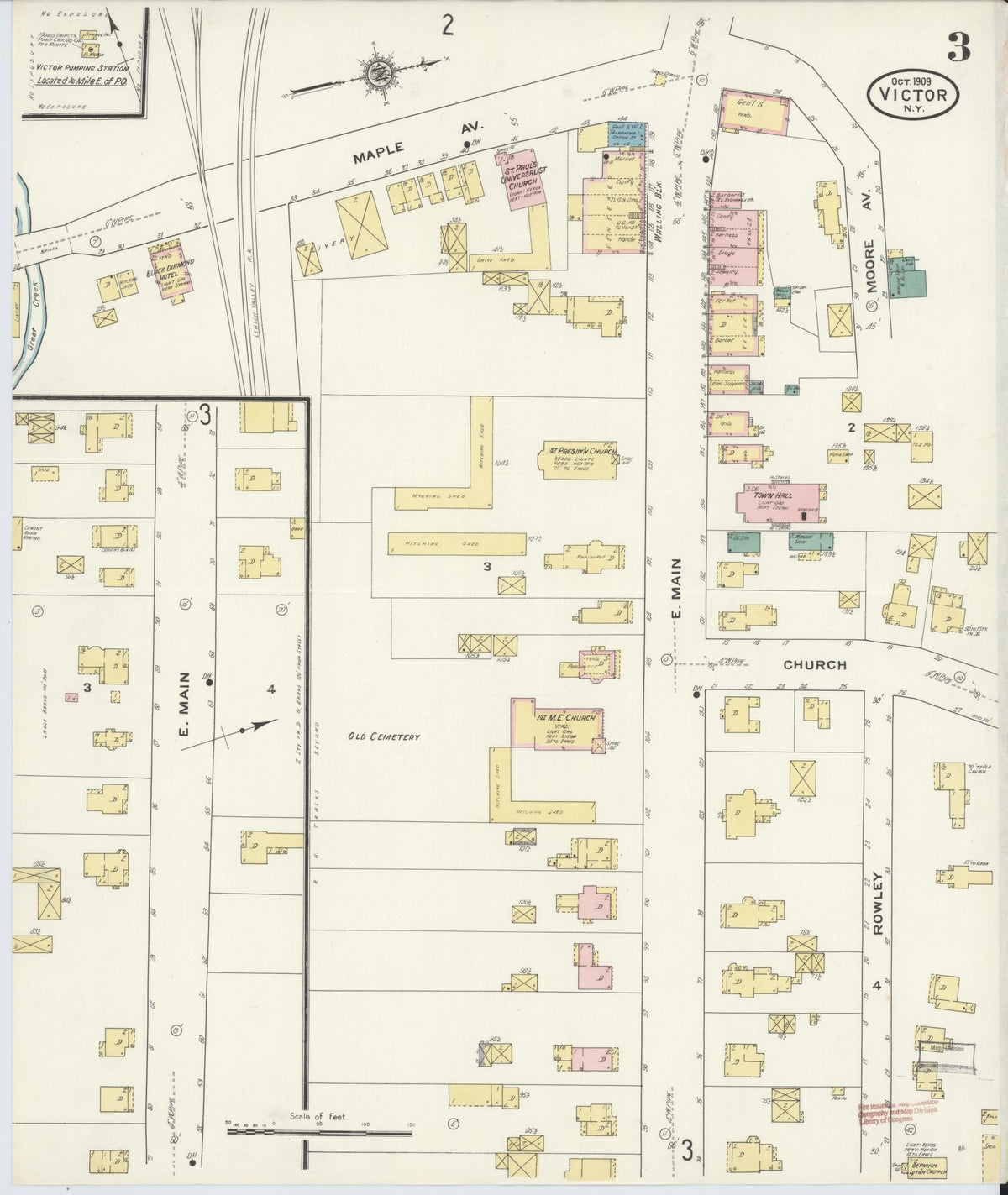 Sanborn Fire Insurance Map from Victor, Ontario County, New York (1909), Sheet #0003 - Historic Sanborn Fire Insurance Map Print, vintage old map wall art, antique decor, genealogy gift, New York New York map