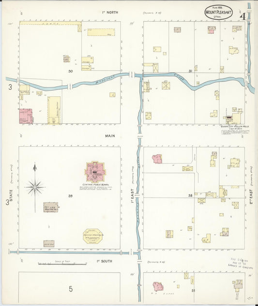 Sanborn Fire Insurance Map from Mount Pleasant, Sanpete County, Utah (1896), Sheet #0004 - Historic Sanborn Fire Insurance Map Print, vintage old map wall art, antique decor, genealogy gift, Utah Utah map