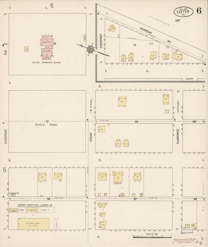 Sanborn Fire Insurance Map from Exeter, Tulare County, California (1912), Sheet #0006 - Historic Sanborn Fire Insurance Map Print, vintage old map wall art, antique decor, genealogy gift, California California map