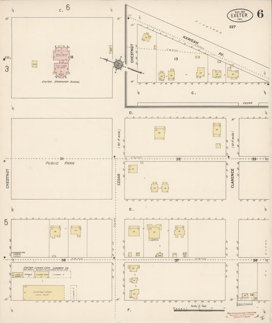 Sanborn Fire Insurance Map from Exeter, Tulare County, California (1912), Sheet #0006 - Historic Sanborn Fire Insurance Map Print, vintage old map wall art, antique decor, genealogy gift, California California map