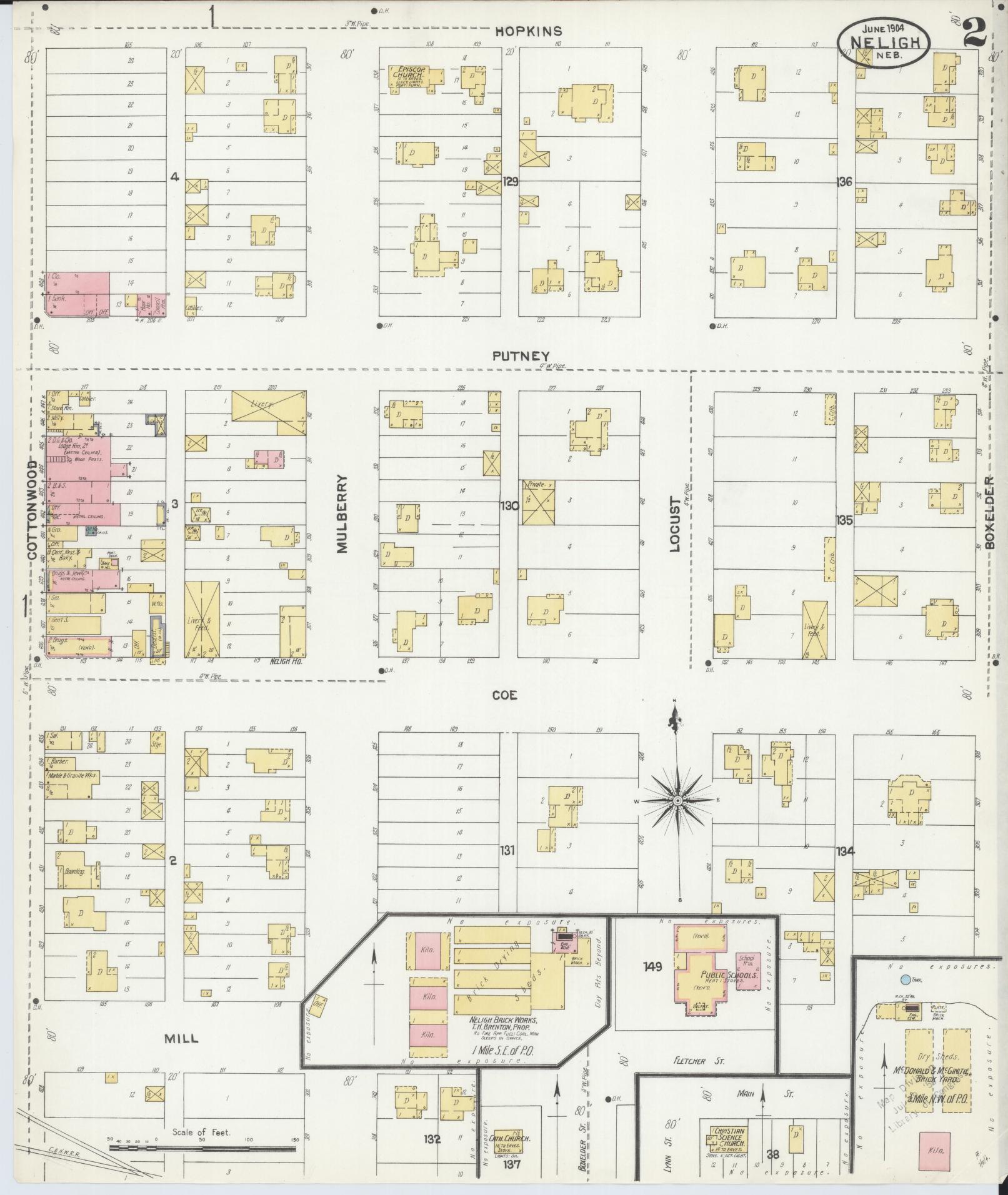 Sanborn Fire Insurance Map from Neligh, Antelope County, Nebraska (1904), Sheet #0002 - Historic Sanborn Fire Insurance Map Print, vintage old map wall art, antique decor, genealogy gift, Nebraska Nebraska map