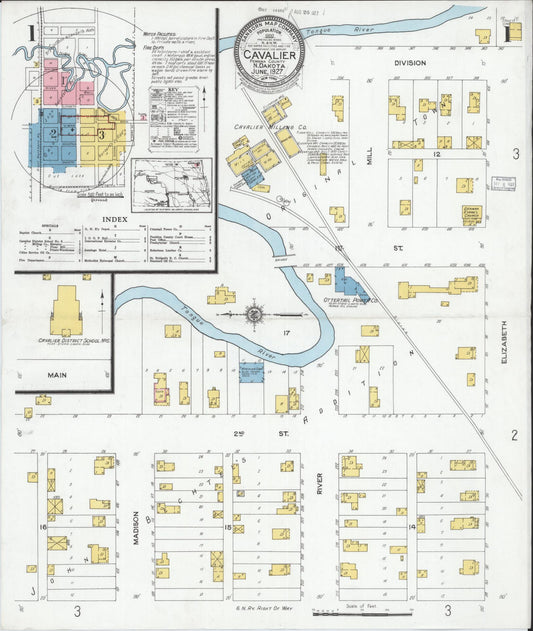 Sanborn Fire Insurance Map from Cavalier, Pembina County, North Dakota. (1927) – Historic Sanborn Fire Insurance Map Print