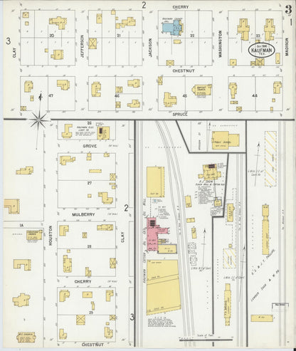 Sanborn Fire Insurance Map from Kaufman, Kaufman County, Texas (1900), Sheet #0003 - Historic Sanborn Fire Insurance Map Print, vintage old map wall art, antique decor, genealogy gift, Texas Texas map