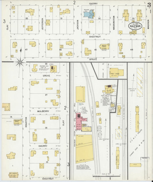 Sanborn Fire Insurance Map from Kaufman, Kaufman County, Texas (1900), Sheet #0003 - Historic Sanborn Fire Insurance Map Print, vintage old map wall art, antique decor, genealogy gift, Texas Texas map