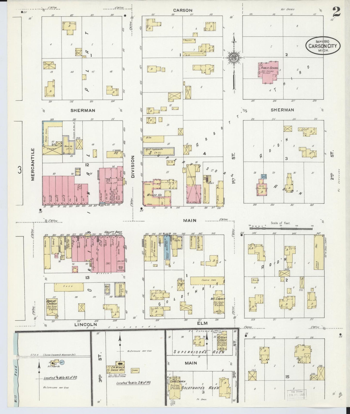Sanborn Fire Insurance Map from Carson City, Montcalm County, Michigan (1910), Sheet #0002 - Historic Sanborn Fire Insurance Map Print, vintage old map wall art, antique decor, genealogy gift, Michigan Michigan map